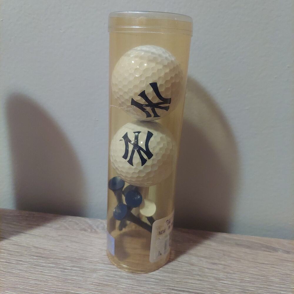 New York Yankees Golf Ball & Tee Set MLB Authentic Collection With Storage Tube